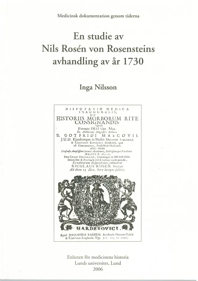 Foto av bokomslag: En studie av Nils Rosén von Rosensteins avhandling av år 1730, år 2006 av Inga Nilsson