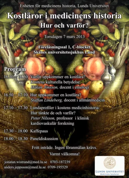 Affisch för seminarie:Kostläror i medicinens historia