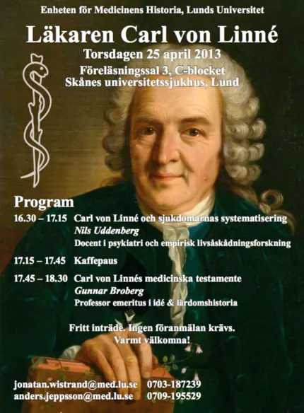 Affisch för seminarie: Läkaren Carl von Linné